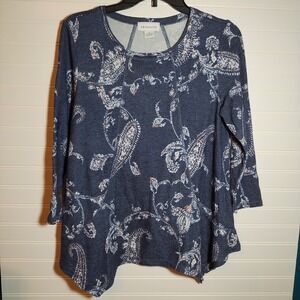 Liz Claiborne 3/4 Sleeve‎ Top Size Medium Paisley Pattern